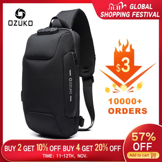 OZUKO 2019 New Multifunction Crossbody Bag for Men Anti-theft Shoulder Messenger Bags Male Waterproof Short Trip Chest Bag Pack