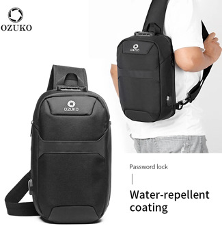 OZUKO 2020 USB Waterproof Men Chest Bag Male Leisure Messenger Shoulder Bag For Teenagers Travel Crossbody Bolsas Anti-theft