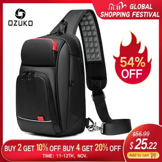 OZUKO 9.7 inch iPad Crossbody Bag Waterproof USB Charging Men Bags Male Short Trip Messenger Sling Bag Mens Quality Shoulder Bag