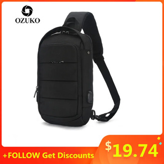 OZUKO Bag Casual Men's Chest Waterproof Crossbody Bags Male USB Charging Shoulder Bag Large Capacity Oxford Messenger Bag 2019