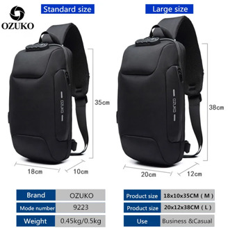 OZUKO Crossbody Bag for Men Chest Bag Pack Large Multifunction Anti-theft Shoulder Messenger Bags Male Waterproof Short Trip