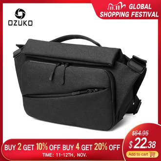 OZUKO Fashion Men Messenger Bag Multifunction Riding Crossbody Bags Male Waterproof Shoulder Bag USB Charging Travel Bag for Men