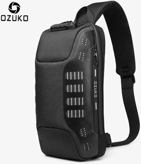 OZUKO Fashion New Men Chest Bag Multifunction Anti-theft Chest Pack Male Waterproof Sling Messenger Bags USB Mens Crossbody Bag