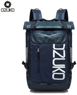 Ozuko Mannen Back Pack 15.6 "Laptop Rugzak Grote Capaciteit Rugzak Waterdichte Mochila Reistassen Voor Mannen Mode Sport tas blauw