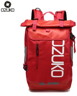Ozuko Mannen Back Pack 15.6 "Laptop Rugzak Grote Capaciteit Rugzak Waterdichte Mochila Reistassen Voor Mannen Mode Sport tas rood