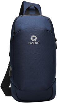 Ozuko Mannen Multifunctionele Messenger Bag Anti-Diefstal Waterdichte Reizen Borst Zak Поясная Сумка Сумка На Пояс женская #20 blauw