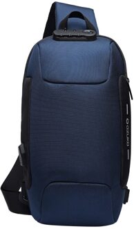Ozuko Mannen Multifunctionele Messenger Bag Anti-Diefstal Waterdichte Reizen Borst Zak Поясная Сумка Сумка На Пояс женская #20 blauw