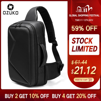 OZUKO Men 12.5 inch iPad Large Capacity Crossbody Bag Waterproof Messenger Shoulder Bag Chest Pack Business Sling Bags for Male