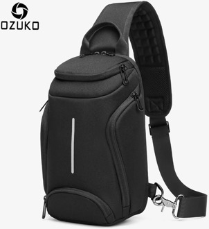 OZUKO Men Crossbody Bag Multi-layer Messenger Bags Waterproof Short Trip Chest Bag Large Capacity Male USB Charging Shoulder Bag