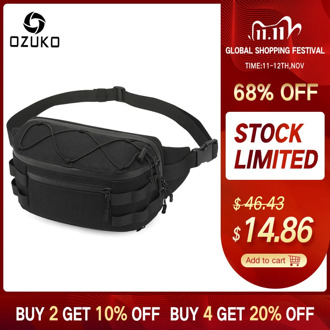OZUKO Men's Waist Bag Fashion Chest Pack Outdoor Sports Belt Bag for Teenager Waterproof Men Waist Bags High Quality Fanny Pack
