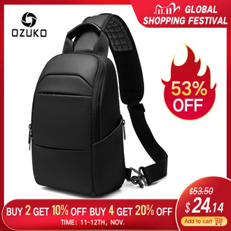 OZUKO Men's Waterproof Crossbody Bag High Quality Male Messenger Shoulder Bag Short Trip Casual Sling Bags for 9.7 inch iPad New