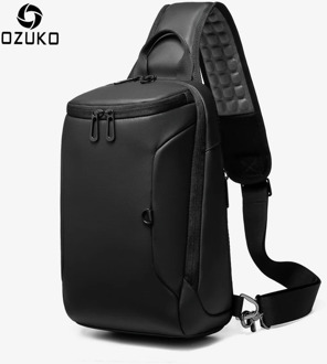 OZUKO Men USB Charging Shoulder Bag Casual Waterproof Crossbody Messenger Bag 9.7" iPad Chest Pack Male Short Trip Sling Bags