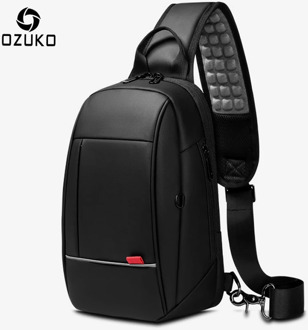 OZUKO Men USB Charging Waterproof Chest Pack 9.7" iPad Shoulder Bag Male Casual Crossbody Messenger Bag Short Trip Sling Bags