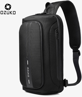 OZUKO Multifunction Men Chest Bag Anti-theft Male Sling Bags Waterproof Crossbody Messenger Bag USB Charging Outdoor Chest Pack