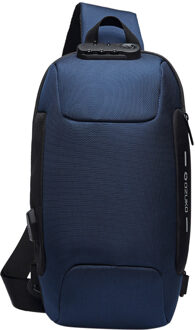 Ozuko Multifunctionele Crossbody Bag Mannen Anti-Diefstal Schouder Messenger Bags Mannelijke Waterdichte Korte Trip Borst Zak pack Blauw
