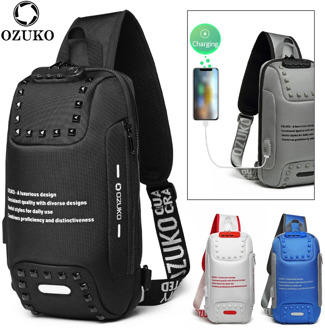 OZUKO New Fashion Multifunction Crossbody Bag for Men Anti-theft Shoulder Messenger Male Bags Waterproof Chest Bag Pack