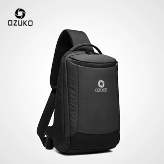 OZUKO New Men's USB Charging Sling Bag Water Repellent Crossbody Bag Male Large Capacity Shoulder Bag Short Trip Messengers Bags