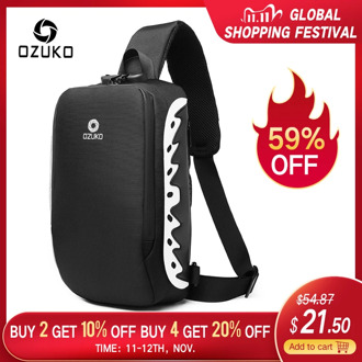 OZUKO New Men Shoulder Bag Anti-theft Crossbody Bag Splashproof Male Messenger Bags Fashion Reflective Sling Bag for Teenagers