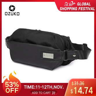 OZUKO Waist Pack Men Oxford Waterproof Fanny Pack Male Money Waist Belt Bag Mobile Phone Travel Chest Bag for Teenage Pouch Bags