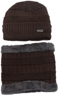 OZyc 2pcs ski cap en sjaal koude warm leer winter hoed voor vrouwen mannen Gebreide hoed Motorkap warme Muts Skullies Mutsen bruin