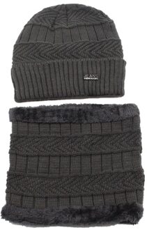 OZyc 2pcs ski cap en sjaal koude warm leer winter hoed voor vrouwen mannen Gebreide hoed Motorkap warme Muts Skullies Mutsen grijs