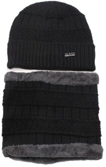 OZyc 2pcs ski cap en sjaal koude warm leer winter hoed voor vrouwen mannen Gebreide hoed Motorkap warme Muts Skullies Mutsen zwart