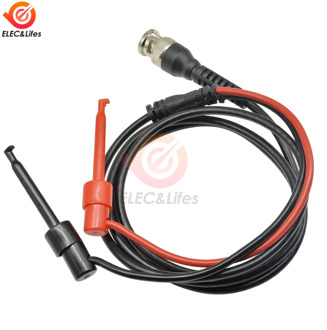 P1007 BNC Male Plug Q9 to Dual Hook Clip Test Probe Cable Leads 120CM with Two Mini Probes Ended 500V 5A IC Test Hook