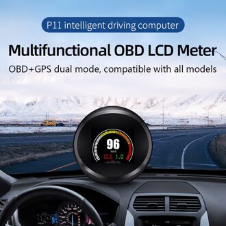 P11 Auto Hud Gps Obd Head Up Display Auto Snelheidsmeter Water Temp Rpm Overspeed Waarschuwing Alarm Systeem