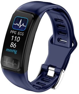 P12 Smart Band Horloge Sport Fitness Tracker Ppg Ecg SPO2 Hartslag Bloeddrukmeter Usb Direct Charge Armband Blauw
