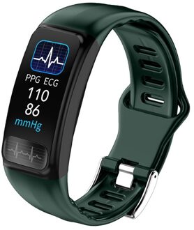 P12 Smart Band Horloge Sport Fitness Tracker Ppg Ecg SPO2 Hartslag Bloeddrukmeter Usb Direct Charge Armband groen