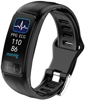 P12 Smart Band Horloge Sport Fitness Tracker Ppg Ecg SPO2 Hartslag Bloeddrukmeter Usb Direct Charge Armband zwart