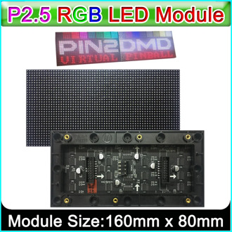 P2.5 Indoor Full Color LED Display Module HUB75,160mm x80mm, 64*32 Pixels,SMD RGB P2.5 LED Panel Matrix, Compatible With PIN2DMD