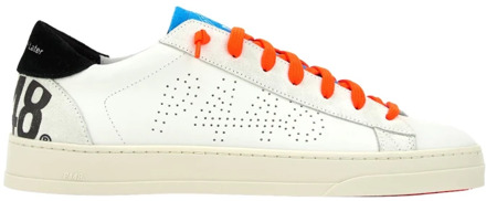 P448 Witte Sneakers met Oranje Details P448 , Multicolor , Heren - 43 Eu,40 EU
