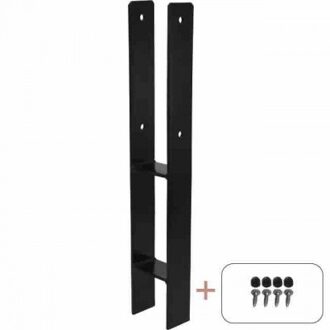 Paalhouder H-Anker 9 x 9 x 60 CM Zwart Black