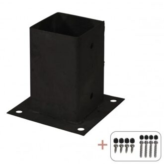 Paalhouder Op Plaat 9 x 9 CM Zwart Black