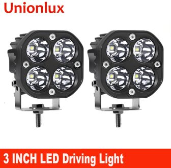 Paar 3 "Led Spot Work Light Amber Mistlampen 3Inch 20W Geel Driving Offroad 4X4 4WD Led spotlight Voor Truck Auto Motor 2stk wit