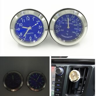 Paar Auto Thermometer Voertuig Tijd Klok Met Lichtgevende Functie Auto Elektrische Horloge Automotive Anti Hoge Lage Temperatur Blauw