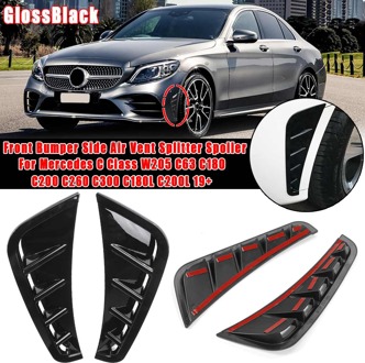 Paar Canard Spoiler Splitter Voorbumper Side Trim Cover Voor Mercedes C Klasse W205 C63 C180 C200 C260 C300 C180L c200L + A GlossBlack