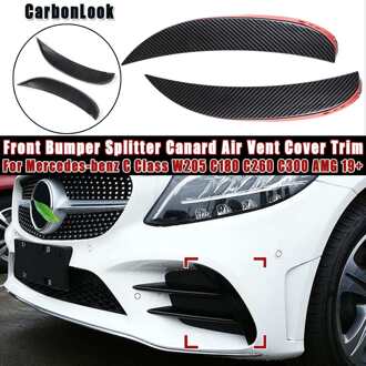 Paar Canard Spoiler Splitter Voorbumper Side Trim Cover Voor Mercedes C Klasse W205 C63 C180 C200 C260 C300 C180L c200L + C CarbonLook