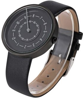 Paar Horloge Mannen Vrouwen Minimalistische Draaitafel Nummers Wijzerplaat Horloge Casual Lederen Staal Sport Mannelijke Klok voor Liefhebbers couple watch zwart