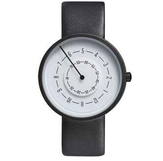 Paar Horloge Mannen Vrouwen Minimalistische Draaitafel Nummers Wijzerplaat Horloge Casual Lederen Staal Sport Mannelijke Klok voor Liefhebbers zwart wit watch