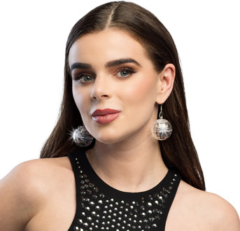 Paar LED oorbellen Discobal Zilver - Grijs