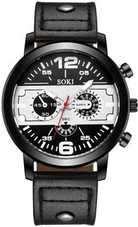 Paar Unisex Armband Lederen Band Analoge Vrouwen Heren Horloges Ronde Horloges Business Man Vrouw Quartz Reloj Uur #10 zwart
