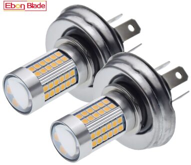 Paar Warm Wit 4300K R2 P45t 6V 12V 24V Motor Koplamp 3030 66SMD Auto Hoofd Led lamp Bromfiets Scooter Atv Lamp Aluminium Licht 10-30V AC