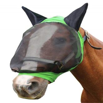Paard Fly Masker Oor Cover Volledige Gezicht Armour Mesh Dierbenodigdheden Anti Uv Paard Protector Shield Zomer Ademend Anti- mosquito Groen