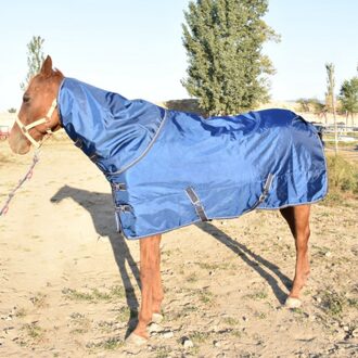 Paard Opkomst Vel Winter Paardensport Deken Weersbestendigheid Vliegt Blok blauw 145cm