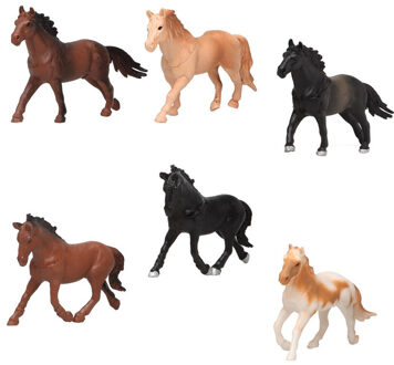 Paarden speelgoed figuren - 6x stuks - 13,5 cm - kunststof - voor kinderen - Speelgoeddieren