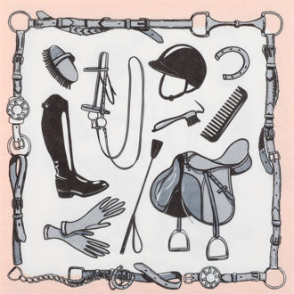 paarden thema feest servetten - 20x stuks - 33 x 33 cm - papier - paardrijden themafeest - Feestservetten Grijs