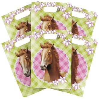 Paarden themafeestje feestzakjes/uitdeelzakjes - 18x stuks - plastic - Knderfeestje snoepzakjes