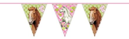 Paarden vlaggenlijn - 6 meter - plastic - themafeest paarden - versiering - slinger Multi